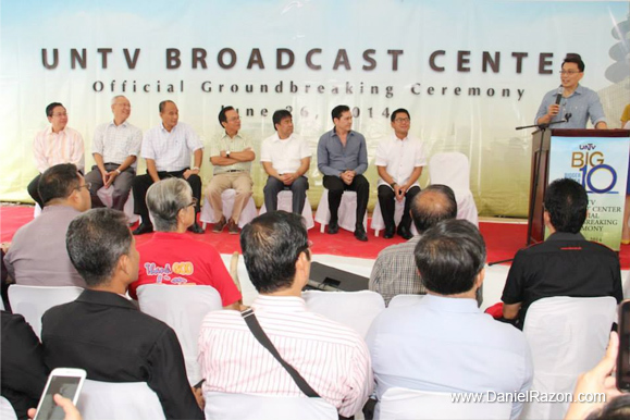 Kuya Daniel Razon unveils plans for the new UNTV building and its public services during the groundbreaking ceremony of the UNTV Broadcast Center last June 26. Quezon City Mayor Herbert Bautista graced the event. (Photo from Photoville International)