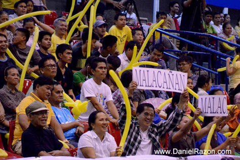 Malacañang Patriots supporters cheer for the team during Game 1 of UNTV Cup 3 Finals last April 12, 2015 at the Ynares Sports Arena. (Photo courtesy of Photoville International)