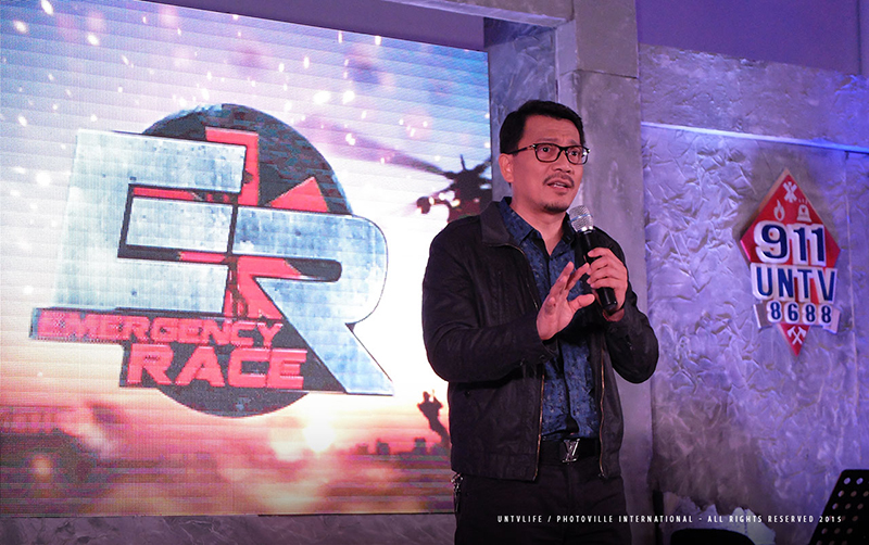 UNTV-BMPI CEO Daniel Razon speaks and launches Emergency Race at the convention of rescue organizations in the National Capital Region on December 15, 2015.
