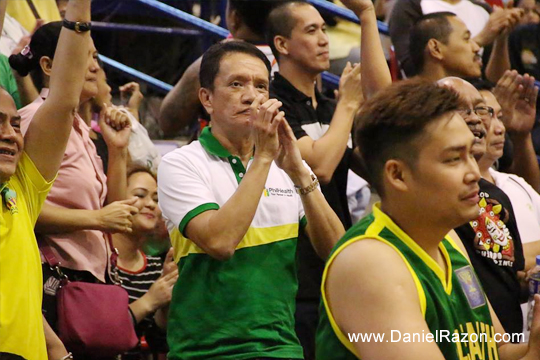 Philhealth President and CEO Alexander Padilla in the stands to show his support for the Advocates. Philhealth won against PNP, 67-60. (Rodel Lumiares / Photoville International)
