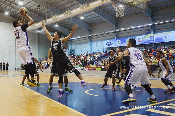 Former PBA cager Don "The Hammer" Camaso scores 25 points and 19 defensive rebounds advancing Judiciary Magis to a win over AFP Cavaliers on February 16 at the Ynares Sports Arena in Pasig City. (Dominador Reyes, Jr. | Photoville International)
